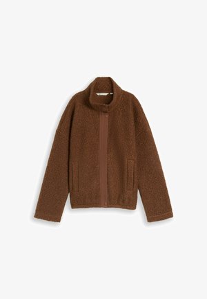 TOM TAILOR, TOM TAILOR STRICK & SWEATSHIRTS TEDDY SWEATJACKE MIT STEHKRAGEN - Winterjacke - new camel