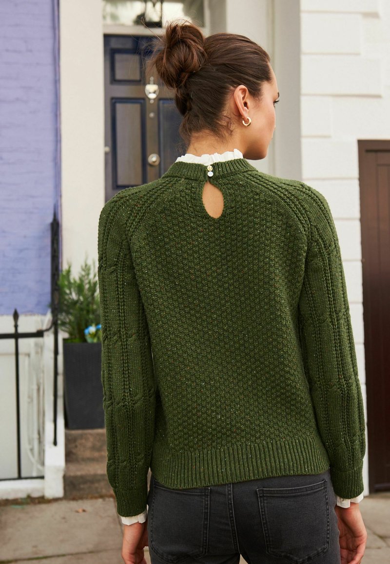 Next CABLE DETAIL PIE COLLAR LAYER Jumper khaki green/green