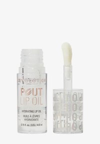 Bottiglia di olio labbra trasparente con finitura satinata. Presenta un'applicatore morbido e lettering metallico sul lato. Contiene 4,6 ml di prodotto.