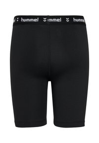Svarta cykelshorts med svart midjeband som har den vita "hummel" logotypen. Tillverkade av ett elastiskt material, designade för komfort och flexibilitet.