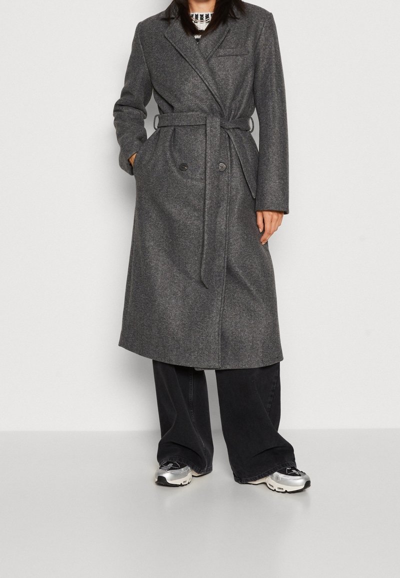 VILA Classic coat - mottled dark grey