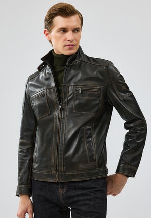 Leather jacket - khaki