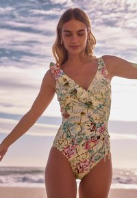 Next FRILL WRAP TUMMY CONTROL - Uimapuku - yellow floral