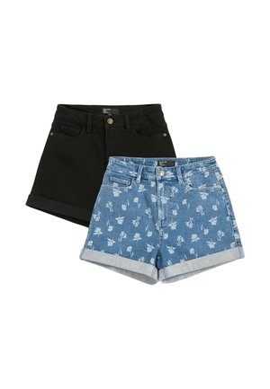 2 PACK REGULAR FIT - BOYFRIEND - Denim shorts - blue black