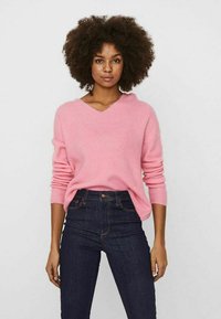 Vero Moda VMCREWLEFILE V-NECK  NOOS - Džemperis - rosebloom