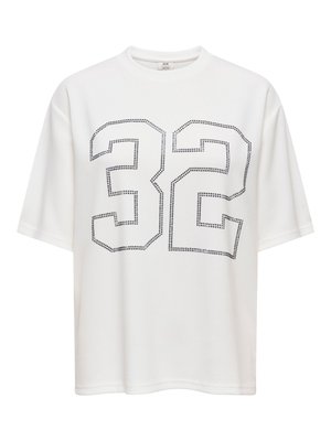 White short-sleeve t-shirt featuring a black dotted number "32" on the front. Round neckline and relaxed fit. Soft cotton material.