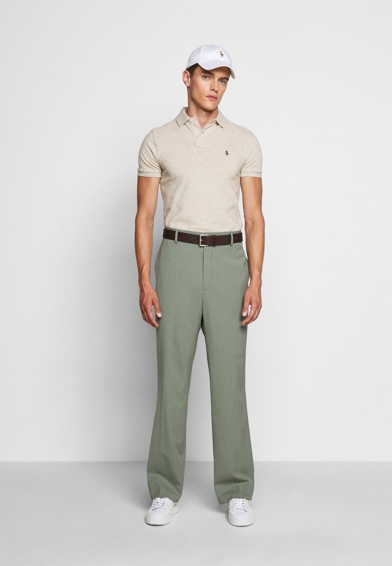 Polo Ralph Lauren CUSTOM SLIM FIT MESH POLO SHIRT - Polo shirt - expedition  dune heather/off-white - Zalando.co.uk