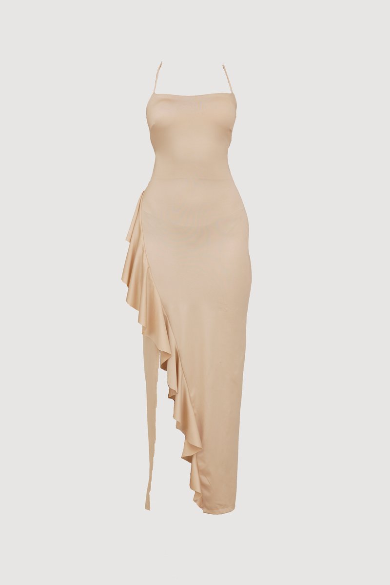 WAL G. WEDDING GRACE RUFFLE MAXI - Occasion wear - champagne/gold-coloured  - Zalando.ie