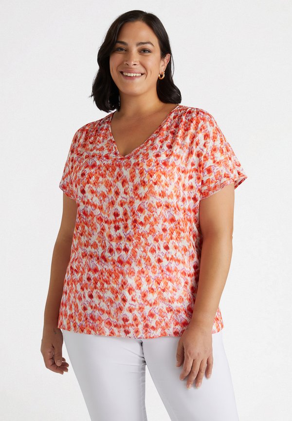 STAMPATA CON SCOLLO - Bluse - arancione
