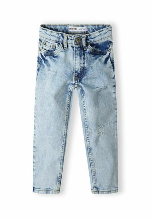 LONG LEG WITH RIPS - Pieguloša piegriezuma džinsi - light blue denim