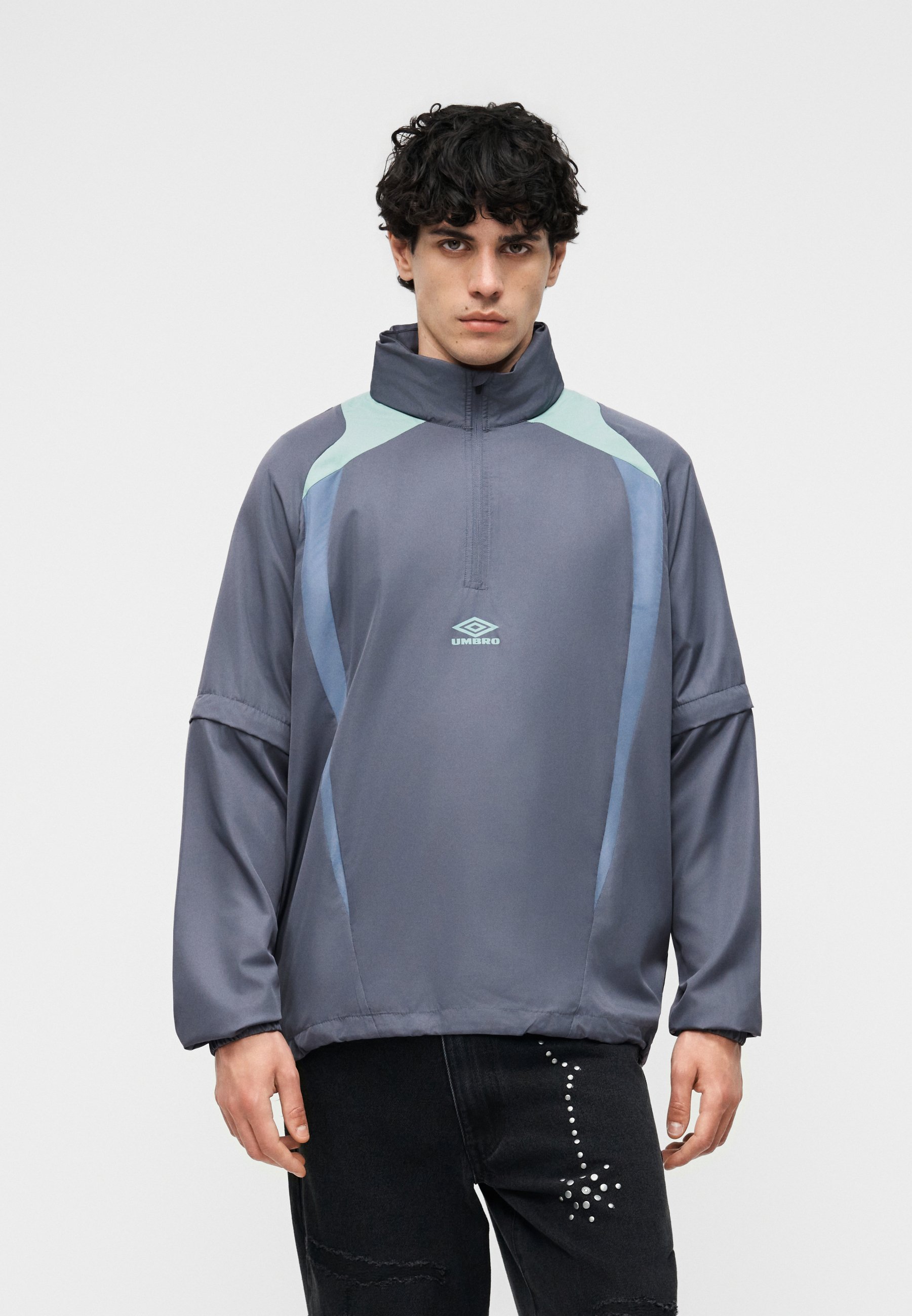 Umbro ZIP OFF SLEEVE WIND JACKET - Windbreaker - grisaille/ocean