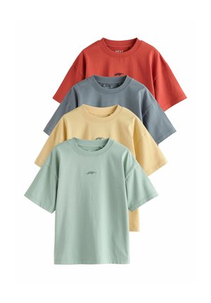 Next, REGULAR FIT - SHORT SLEEVE LOGO CHEST GRAPHIC T-SHIRTS 4 PACK  . - T-shirts print - grey yellow mineral red