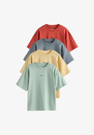 Next, REGULAR FIT - SHORT SLEEVE LOGO CHEST GRAPHIC T-SHIRTS 4 PACK . - T-shirt print - grey yellow mineral red