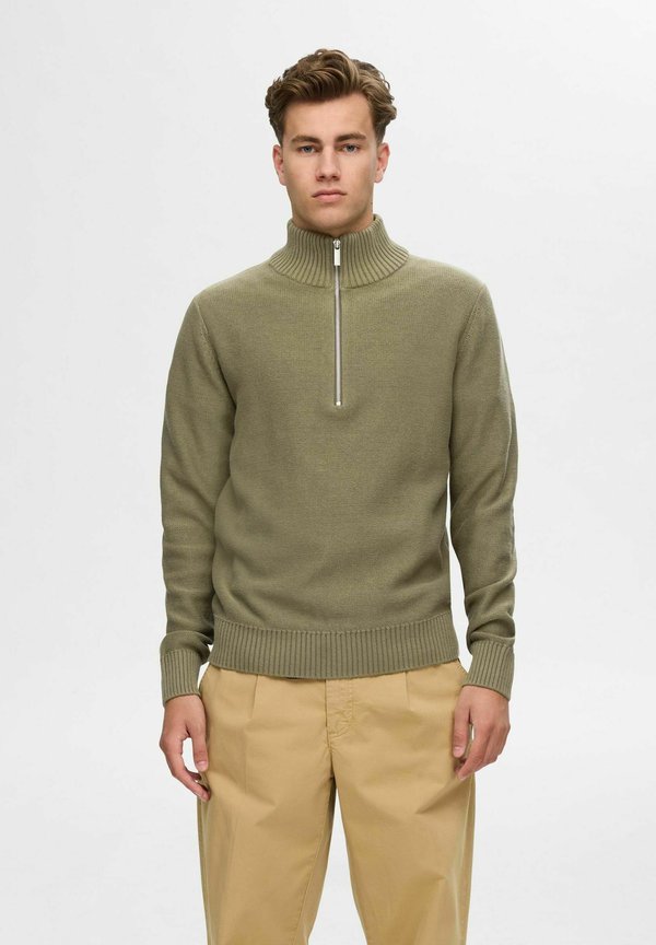 SLHAXEL LS HALF ZIP - Strickpullover - khaki