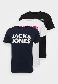 Jack & Jones - JOR30HISTORY TEE CREW NECK 3 PACK - Tricou cu imprimeu - navy blazer/black/white Imagine miniatură 1