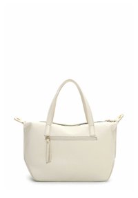 Heledat beež värvi nahast käekott kahe lühikese sangaga, lukuga sulgemine ja väike väline lukuga tasku. Tekstuurse viimistlusega, minimalistlik disain.