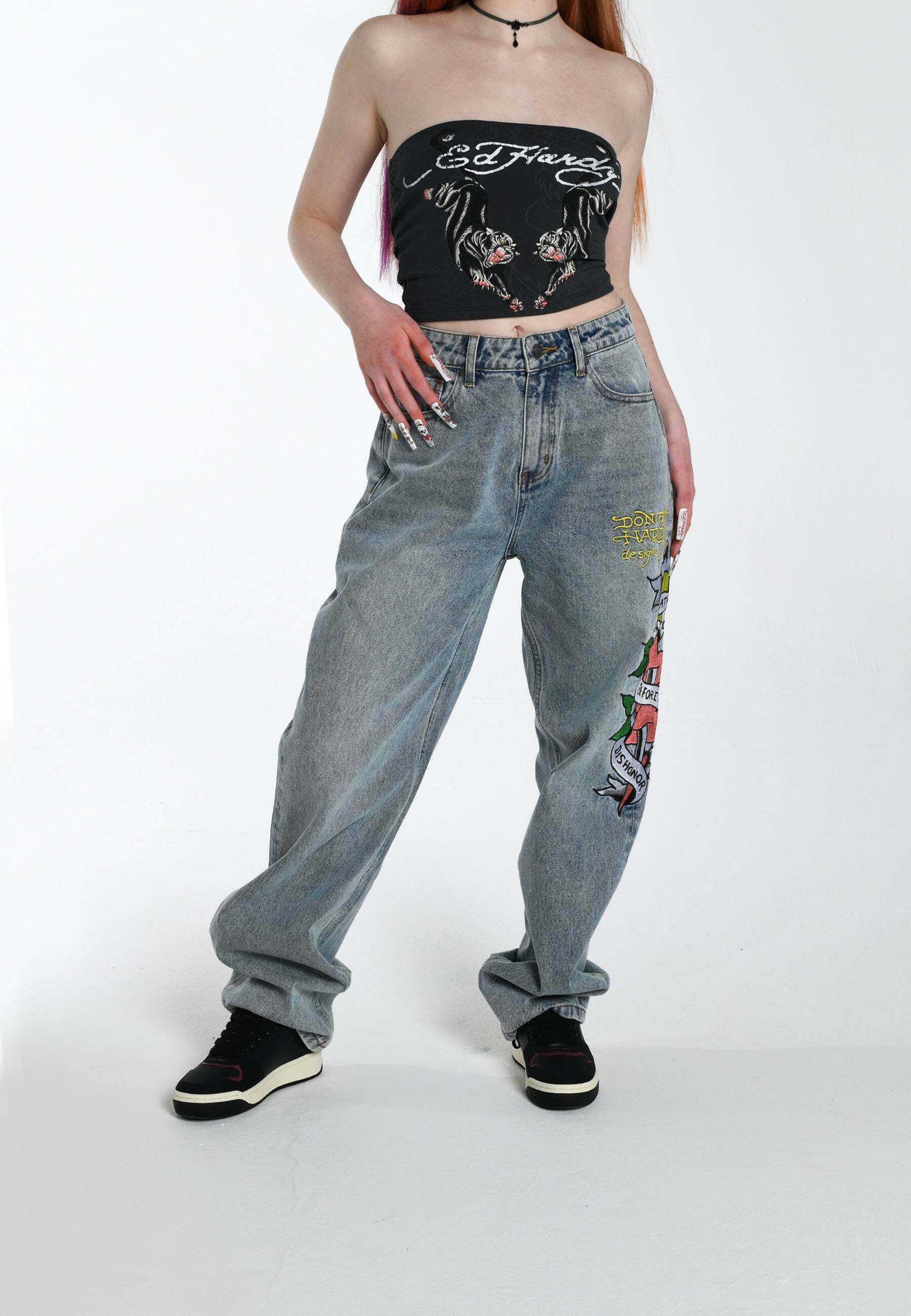 Ed Hardy DEATH BEFORE DISHONOR BOYFRIEND - Relaxed fit jeans 
