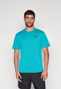 Under Armour - TECH VENT GEOTESSA  - T-shirt print - hydro teal/black Miniatuurafbeelding 1