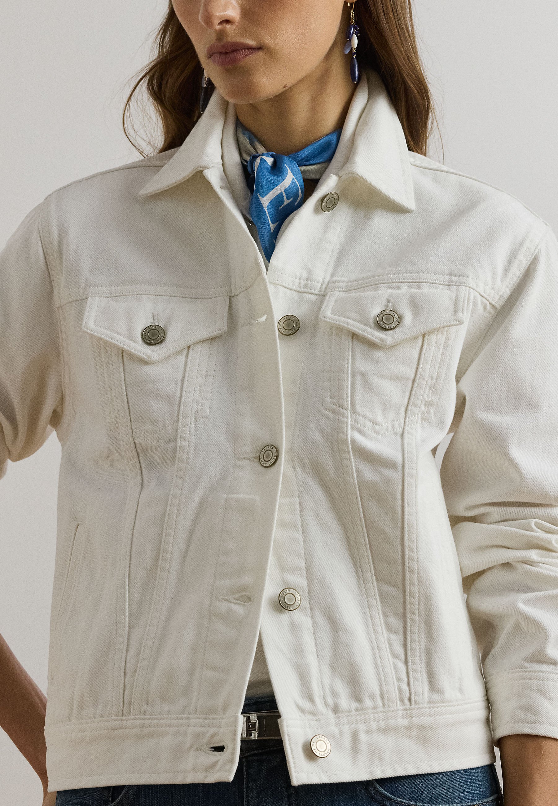 Lauren Ralph Lauren DENIM TRUCKER JACKET - Denim jacket - white