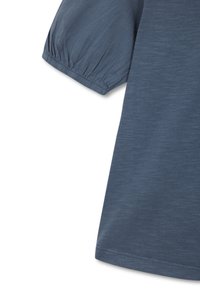 Blå, kortärmad topp med en mjuk textur, med en design av insydda ärmar och en avslappnad passform. Minimalistisk utan distinkta mönster.