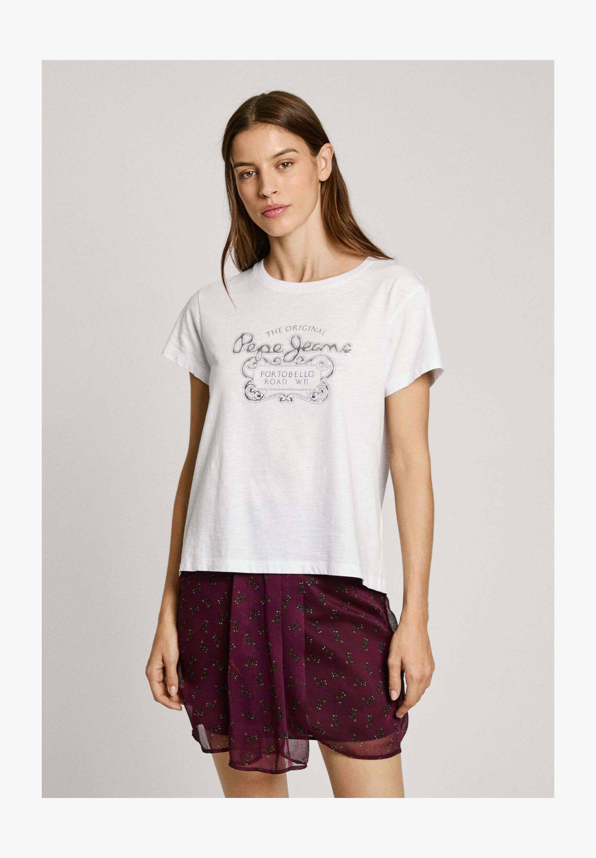 Pepe Jeans Rosabella T-Shirt Donna – Maniche Corte, Scollo Rotondo Con Grafica Logo