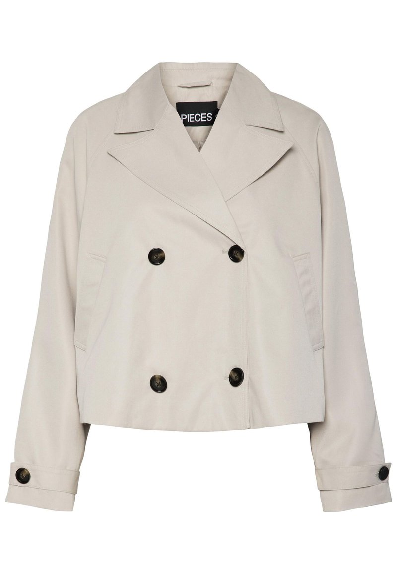 Pieces Halflange jas grijs