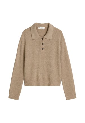 Marc O'Polo, MARC O'POLO STRICK-POLOSHIRT RELAXED AUS BOUCLÉ-GARN - Poloshirt - stone taupe melange