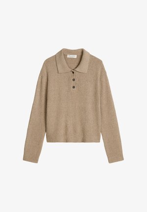 Marc O'Polo, MARC O'POLO STRICK-POLOSHIRT RELAXED AUS BOUCLÉ-GARN - Poloshirt - stone taupe melange
