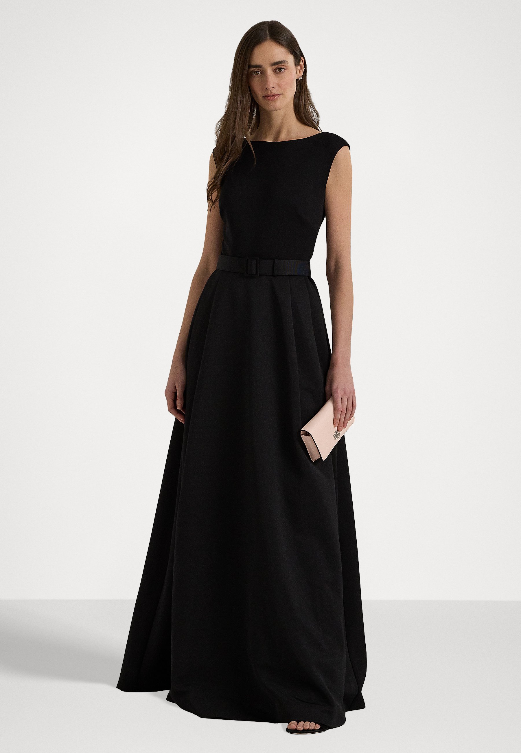 Lauren Ralph Lauren Petite BELTED FAILLE \u0026 JERSEY GOWN - Robe de cocktail -  black/noir - ZALANDO.FR