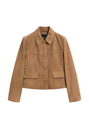 Massimo Dutti LINED BUTTONS - Giacca di pelle - brown