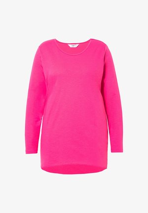 Langdurige mouwen, t-shirt met ronde hals in levendig roze. Gemaakt van een zachte, lichte stof met een iets gebogen zoom en zonder patronen.