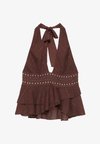 HALTER WITH RUFFLES AND STUDS - TOP - Débardeur - brown