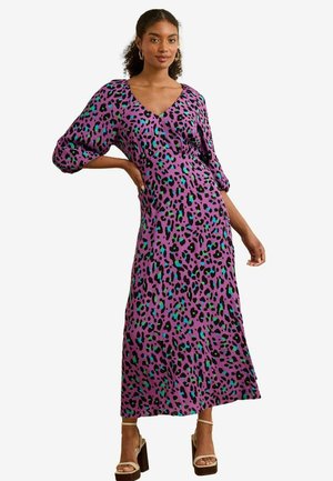 Love & Roses REGULAR FIT - PRINTED V-NECK PUFF SLEEVE MIDI  - Vapaa-ajan mekko - purple animal