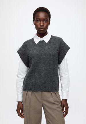 JDY, JDYELNE S/S O-NECK PULLOVER KNT - Обикновена тениска - dark grey melange