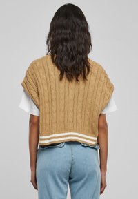Urban Classics CROPPED COLLEGE SLIPOVER - Apdrukāts T-krekls - unionbeige