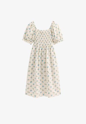 New Look Curves, CURVES FLORAL PLEATED COMPACT SHIRRED FRILL MIDI DRESS - Hverdagskjole - off white