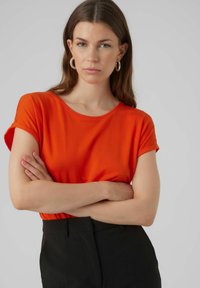 Vero Moda VMAVA PLAIN - T-shirt - bas - tangerine tango