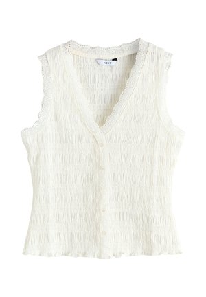 Next, REGULAR FIT - SLEEVELESS V-NECK TEXTURED WAISTCOAT  . - Topp - ecru