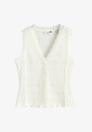 Next, REGULAR FIT - SLEEVELESS V-NECK TEXTURED WAISTCOAT . - Topp - ecru