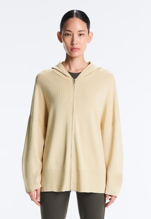 OYSHO LONG KNIT HOODED - Vest - beige