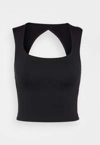 Soft Stretch Seamless Fabric Open Back Top - Top - casual black