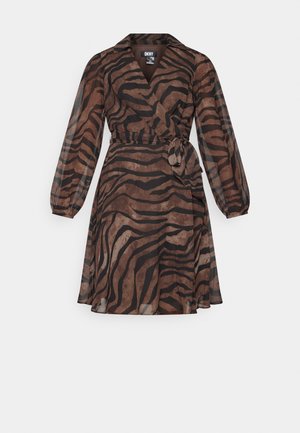 DKNY Koktailové šaty/večierkové šaty - black/chocolate brown multi