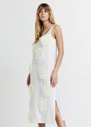 FIORI APPLICATI - Day dress - bianco lana