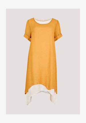Apricot, APRICOT SHIMMER TURN UP SLEEVE DRESS - Vestito casual - mustard
