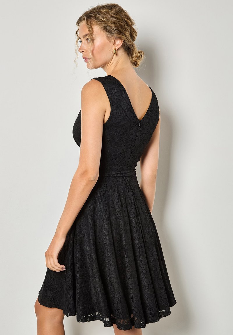 black cocktail dress fit and flare Fit & Flare A-Line Midi Dress in Black main image 0