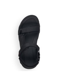 Sandale noire avec une semelle texturée, des sangles ajustables et un fermé sécurisé. Le design est léger et fabriqué avec des matériaux durables.