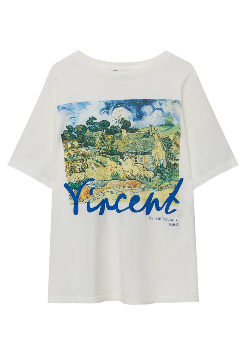 PULL&BEAR VAN GOGH SIGNATURE Tričko s potlačou white/biela Zalando.sk