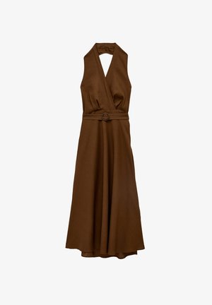 Koton, BELTED MIDI FLARE DRESS. - Freizeitkleid - brown