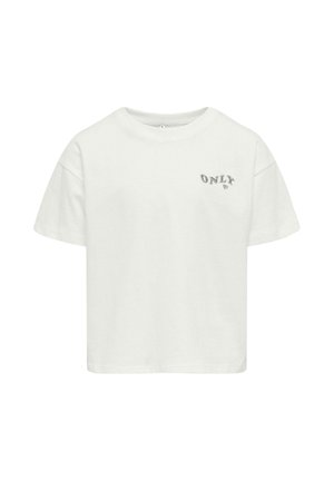 White short-sleeve T-shirt with a round neckline and small "ONLY" text printed on the upper left chest.