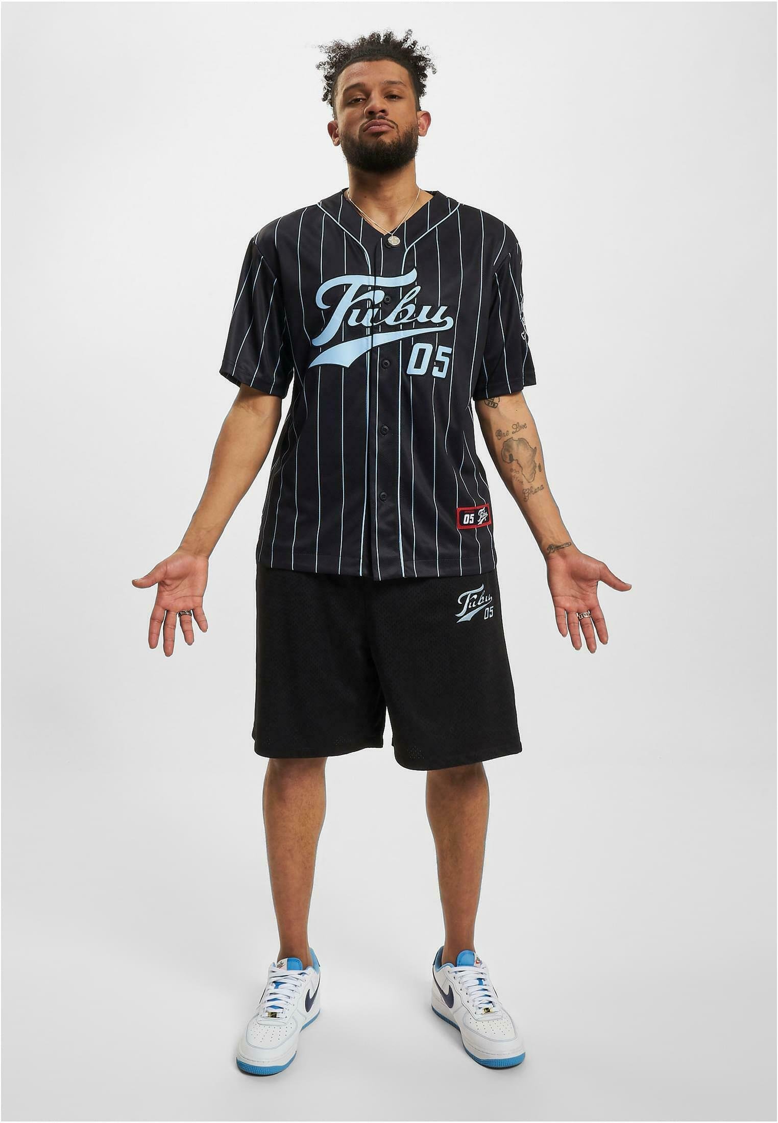 FUBU ベースボールジャージ ブラック 05 FUBU(フブ) ベースボール ゲームシャツ ビッグロゴ刺繡